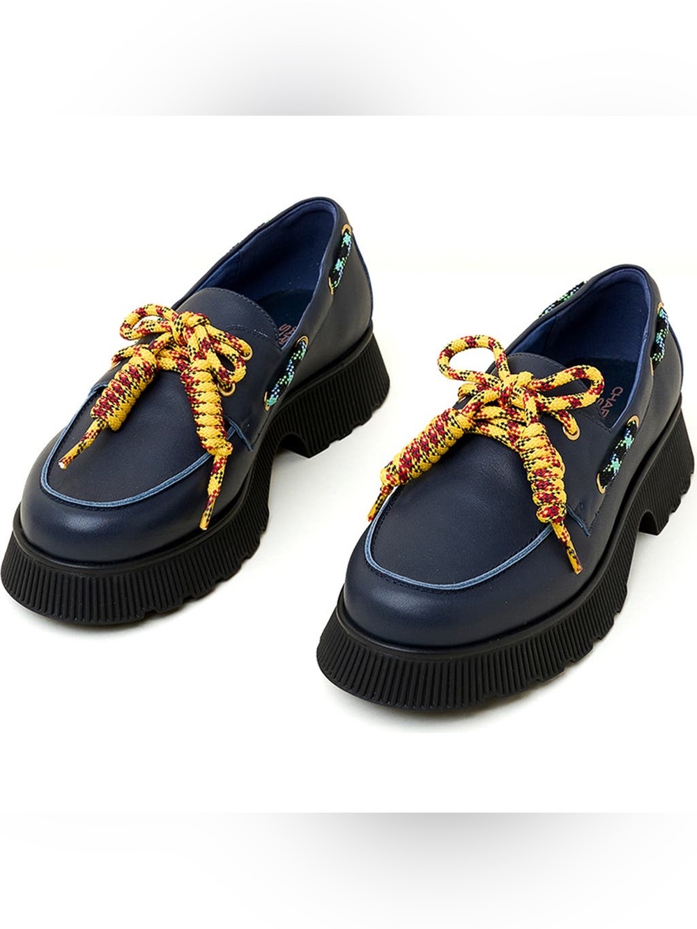Charlottle Stone Cybil Lug Sole Boat Shoe in Navy